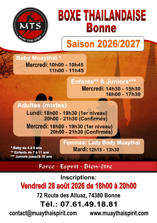 Inscriptions Muay Thaï Spirit 2026-2027